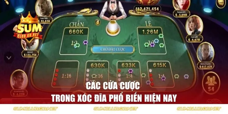 Các cửa cược trong xóc đĩa phổ biến hiện nay